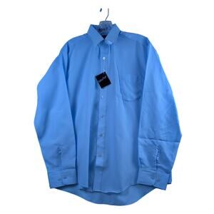 Vintage Hudsons Silk N Soft Mens 16 Dress Shirt Light Blue Button Up Long Sleeve